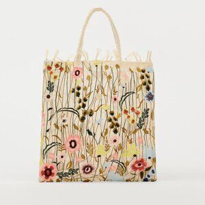Zara - EMBROIDERED FABRIC BAG - Never Used!
